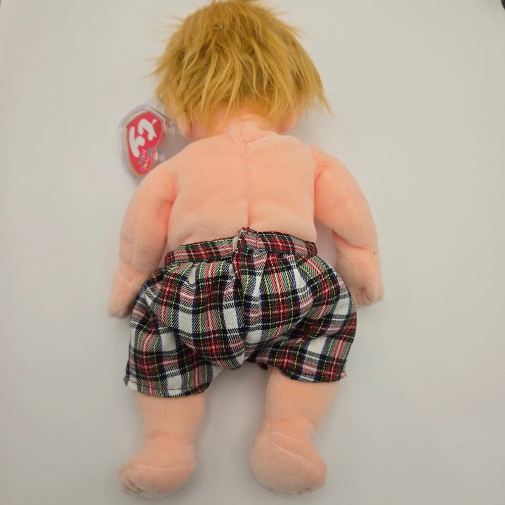 Ty Beanie Kids Chipper With Covered Tag Vintage Plush Doll Plaid Shorts Retro
